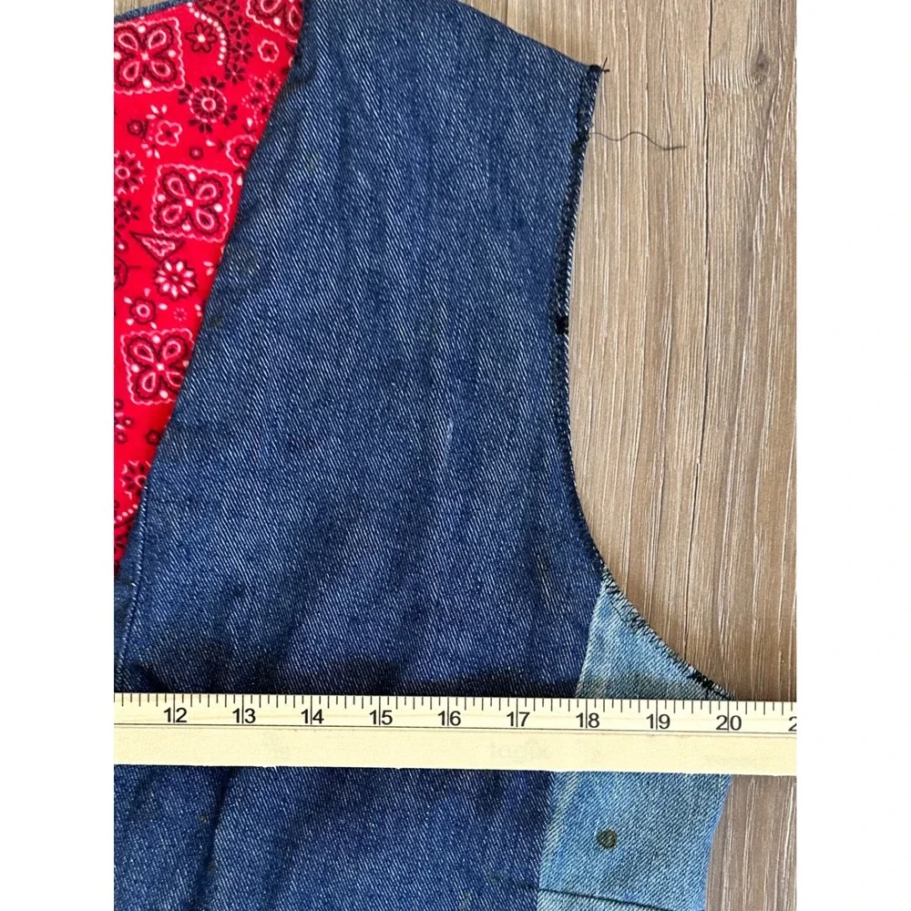 Upcycled Vintage Levis Orange Tab Denim Patchwork Vest Unisex Streetwear Grunge